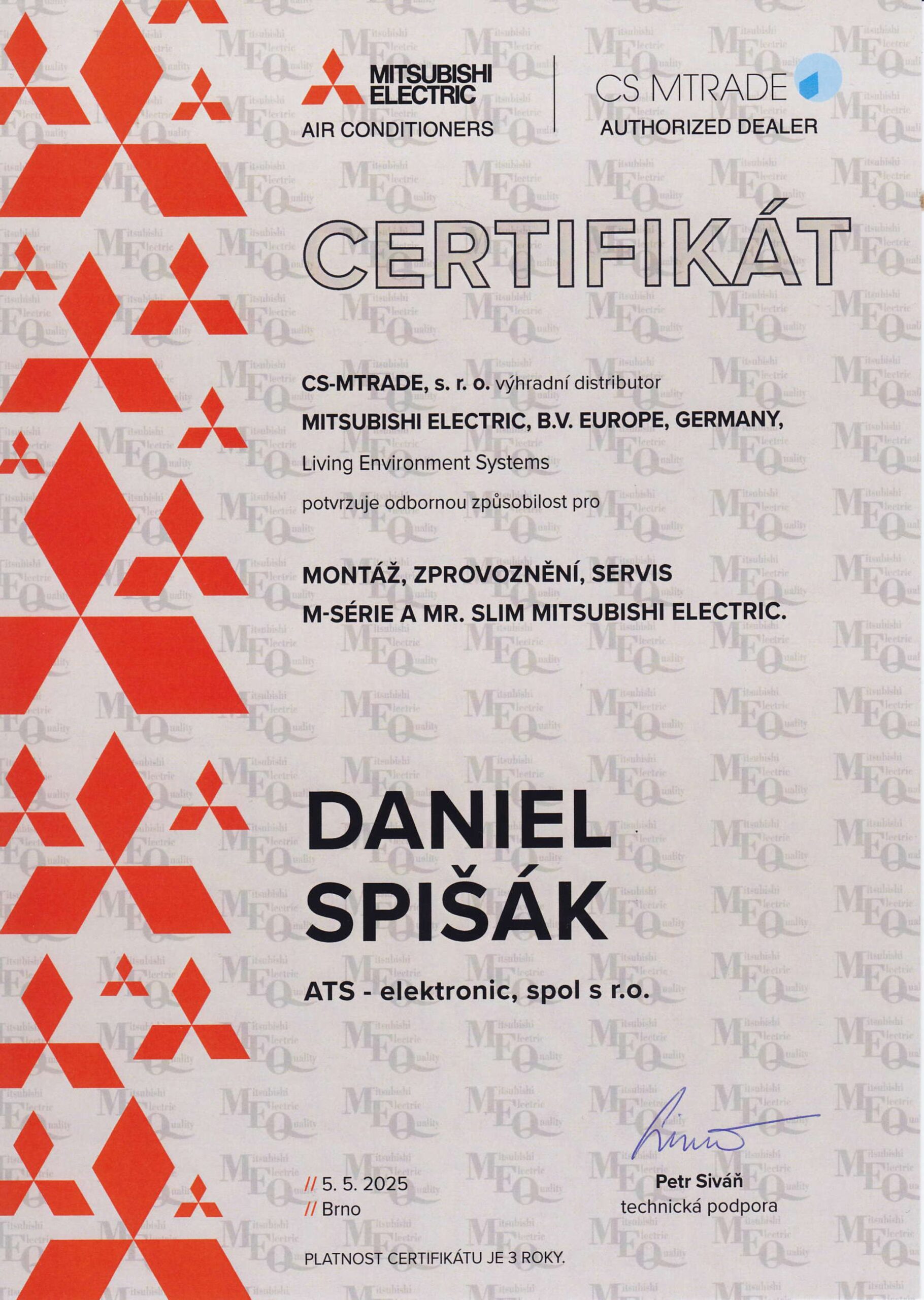 Certifikát Mitsubishi
